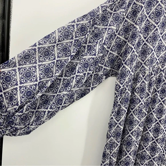 Boden US 14 Sarah Kaftan Dress Blue 0298 Ribbon maxi Paisley Whirl long sleeve - Picture 10 of 12